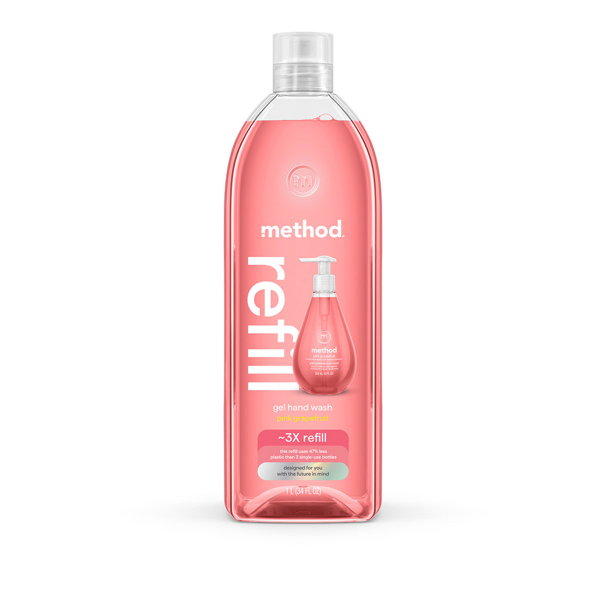 MTHD_GHW_Refill_34oz_PinkGrapefruit_Front_US_378686__66770.1737654234.386.513_5ea7109e-88e2-448b-891d-a6b191290bea.jpg gel hand wash refill – pink grapefruit, 34 fl oz 1 - Image 1